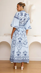 Xander Long Sleeve Maxi Dress - Indigo
