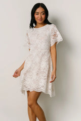 Aasha Lace Short Dress | Off White