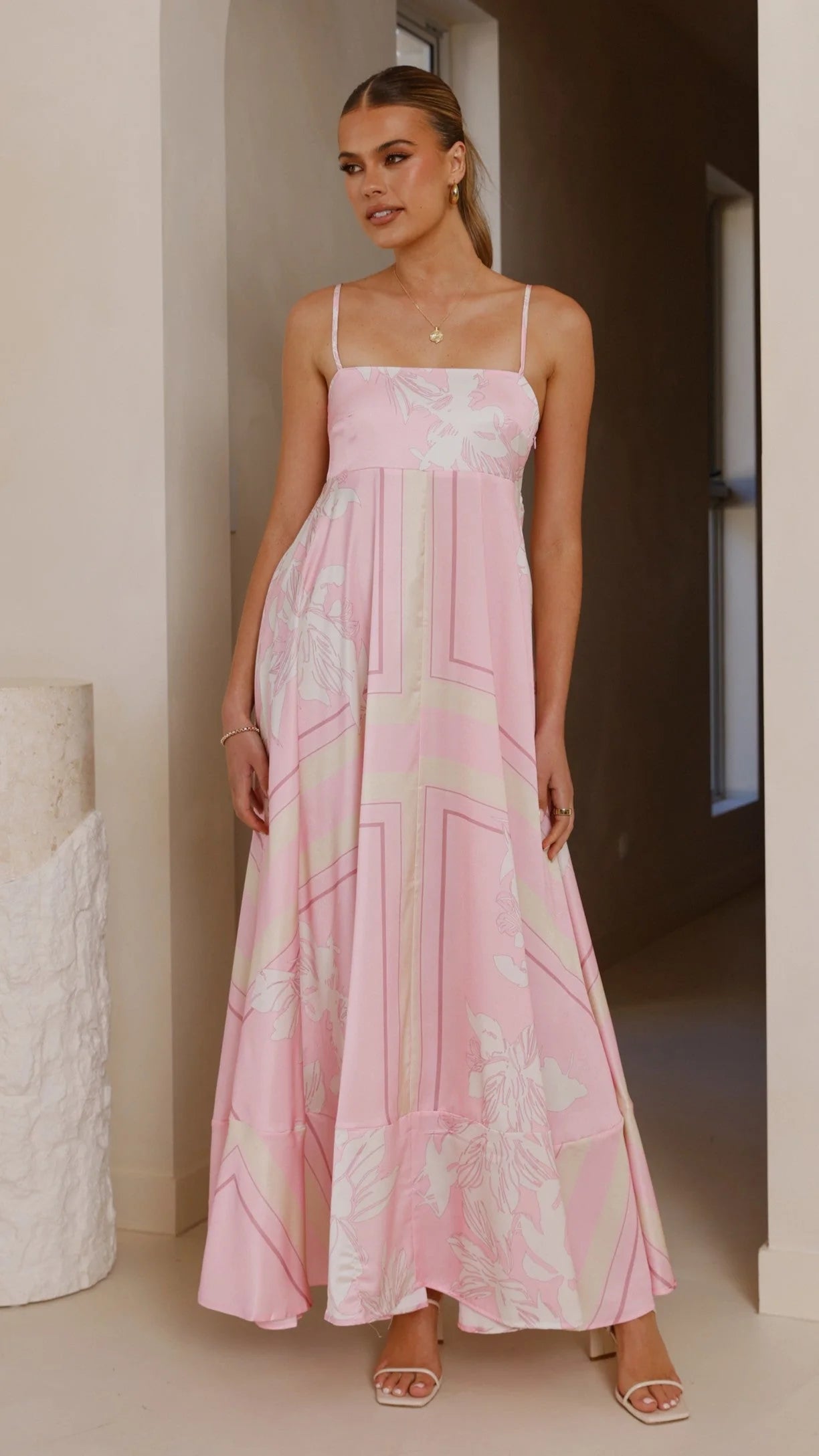 Kaethe Maxi Dress - Pink/White