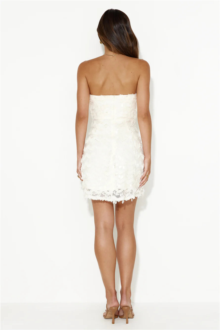 Fancy Affair Strapless Sequin Mini Dress Cream