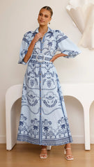 Xander Long Sleeve Maxi Dress - Indigo