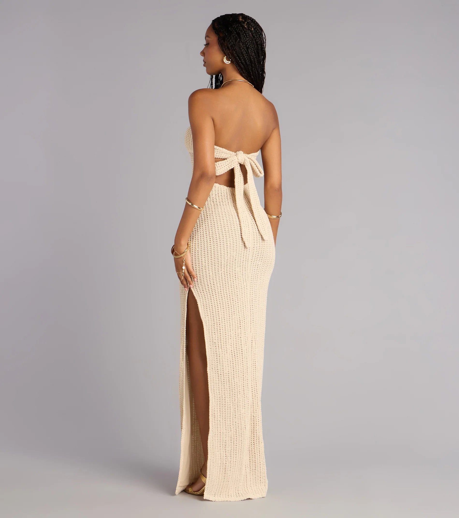 Catrina Crochet Slit Formal Dress